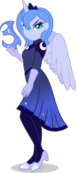 Size: 1641x3722 | Tagged: safe, artist:limedazzle, character:princess luna, my little pony:equestria girls, clothing, dress, female, horn, mask, nightmare luna, s1 luna, simple background, solo, transparent background, wings, younger