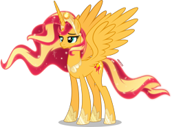 Size: 4000x2965 | Tagged: safe, artist:orin331, character:sunset shimmer, species:alicorn, species:pony, alicornified, alternate universe, crown, cutie mark, ethereal mane, female, future sunset, galaxy mane, jewelry, older sunset, race swap, regalia, shimmercorn, simple background, smiling, solo, transparent background