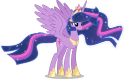 Size: 4000x2539 | Tagged: safe, artist:orin331, character:twilight sparkle, character:twilight sparkle (alicorn), species:alicorn, species:pony, episode:the last problem, g4, my little pony: friendship is magic, alternate universe, crown, cutie mark, ethereal mane, female, galaxy mane, hoof shoes, jewelry, mare, peytral, princess twilight 2.0, regalia, simple background, smiling, solo, tiara, transparent background, ultimate twilight