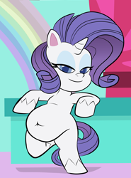 Size: 800x1080 | Tagged: safe, artist:scobionicle99, character:rarity, species:pony, species:unicorn, my little pony:pony life, belly, belly button, big belly, bipedal, bipedal leaning, fat, female, leaning, mare, raritubby, smug, solo, standing, unshorn fetlocks