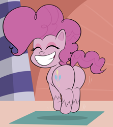 Size: 960x1080 | Tagged: safe, artist:scobionicle99, character:pinkie pie, species:earth pony, species:pony, my little pony:pony life, balloonbutt, butt, eyes closed, female, jumping, mare, plot, smiling, solo