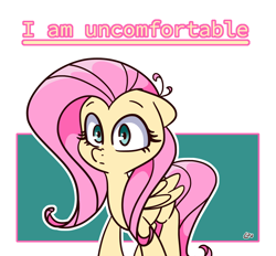 Size: 1500x1393 | Tagged: safe, artist:lou, character:fluttershy, species:pegasus, species:pony, cute, female, floppy ears, folded wings, hair antenna, looking at you, mare, shyabetes, solo, standing, stray strand, three quarter view, uncomfortable, wings