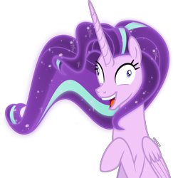 Size: 4000x4112 | Tagged: safe, artist:orin331, character:starlight glimmer, species:alicorn, species:pony, absurd resolution, alicornified, ethereal mane, faec, i didn't listen, meme, open mouth, race swap, raised hoof, simple background, starlicorn, transparent background, xk-class end-of-the-world scenario