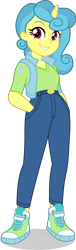Size: 1367x4500 | Tagged: safe, artist:limedazzle, character:lemon hearts, my little pony:equestria girls, clothing, equestria girls-ified, female, horn, pants, shirt, simple background, solo, transparent background, vest