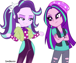 Size: 5430x4500 | Tagged: safe, artist:limedazzle, character:aria blaze, character:starlight glimmer, my little pony:equestria girls, absurd resolution, clothes swap, simple background, transparent background