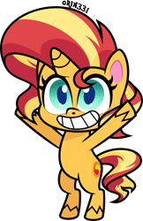 Size: 2594x4000 | Tagged: safe, artist:orin331, derpibooru original, character:sunset shimmer, species:pony, my little pony:pony life, absurd resolution, bipedal, cute, g4 to g4.5, hooves in air, pony life accurate, shimmerbetes, simple background, standing, transparent background