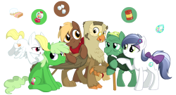 Size: 3900x2100 | Tagged: safe, artist:equestria-prevails, character:angel bunny, character:gummy, character:opalescence, character:owlowiscious, character:tank, character:winona, species:crystal pony, species:griffon, species:pegasus, species:pony, griffonized, opaltank, pet, ponified, ponified pony pets, pun, simple background, species swap, transparent background, visual gag