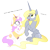 Size: 2000x2000 | Tagged: safe, artist:equestria-prevails, character:derpy hooves, character:princess celestia, species:alicorn, species:pony, species:unicorn, g4, clothing, derpicorn, dialogue, duo, epic derpy, female, filly, foal, high res, i dunno lol, i just don't know what went wrong, loose fitting clothes, mare, pink-mane celestia, race swap, role reversal, shrunklestia, simple background, this will end in tears, transparent background, unicorn celestia, wat, what have you done?!, xk-class end-of-the-world scenario