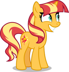 Size: 3834x4000 | Tagged: safe, artist:orin331, character:sunset shimmer, species:pony, species:unicorn, alternate hairstyle, creepy, creepy smile, female, grin, mare, simple background, smiling, solo, transparent background