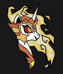 Size: 858x1002 | Tagged: safe, artist:samoht-lion, character:daybreaker, character:princess celestia, species:alicorn, species:pony, black background, bust, female, needs more jpeg, open mouth, portrait, simple background, solo