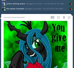 Size: 500x455 | Tagged: safe, artist:texasuberalles, character:queen chrysalis, character:shining armor, ship:shining chrysalis, female, male, shipping, straight, tumblr, tumblr screen cap