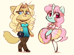 Size: 2667x2000 | Tagged: safe, artist:oofycolorful, oc, oc only, oc:cheese, oc:scoops, species:anthro, species:pony, species:unicorn, furry, furry oc
