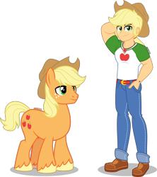Size: 3546x4000 | Tagged: safe, artist:orin331, character:applejack, species:earth pony, species:pony, g4, my little pony:equestria girls, absurd resolution, applejack (male), clothing, cowboy hat, cute, equestria guys, geode of super strength, handsome, hat, human ponidox, magical geodes, male, pants, ponidox, rule 63, self paradox, self ponidox, simple background, smiling, stallion, stetson, transparent background