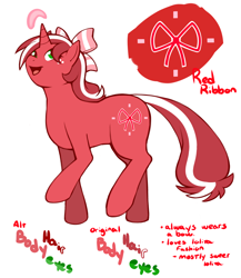 Size: 1280x1477 | Tagged: safe, artist:redintravenous, oc, oc only, oc:red ribbon, bow, reference sheet, solo