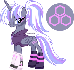 Size: 1280x1221 | Tagged: safe, artist:limedazzle, oc, oc:aurora lilac, species:alicorn, species:pony, g4, clothing, female, hoodie, mare, simple background, solo, transparent background
