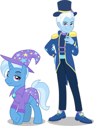 Size: 3730x4960 | Tagged: safe, alternate version, artist:limedazzle, character:trixie, species:pony, species:unicorn, g4, my little pony: equestria girls, my little pony:equestria girls, spoiler:eqg series (season 2), absurd resolution, clothing, equestria guys, hat, human ponidox, lidded eyes, magician outfit, male, pants, ponidox, raised hoof, rule 63, self paradox, self ponidox, shoes, simple background, smiling, solo, stallion, transparent background, underhoof, wizard hat