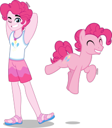 Size: 3503x4000 | Tagged: safe, artist:orin331, character:pinkie pie, species:earth pony, species:pony, g4, my little pony:equestria girls, bubble berry, cute, cutie mark, equestria guys, eyes closed, feet, geode of sugar bombs, grin, handsome, human ponidox, magical geodes, male, one eye closed, ponidox, rule 63, sandals, self paradox, self ponidox, simple background, smiling, stallion, transparent background, wink