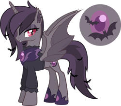Size: 1280x1120 | Tagged: safe, artist:limedazzle, oc, oc:midnight vision, species:alicorn, species:bat pony, species:pony, g4, bat pony alicorn, bat wings, female, horn, mare, simple background, solo, transparent background, wings