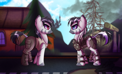 Size: 2800x1700 | Tagged: safe, artist:elmutanto, oc, oc:terran, species:pony, species:zebra, fallout equestria, g4, before and after, male, stallion, wasteland