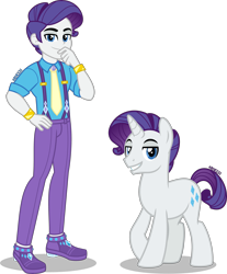 Size: 3309x4000 | Tagged: safe, artist:orin331, character:rarity, species:pony, species:unicorn, g4, my little pony:equestria girls, bedroom eyes, bracelet, clothing, elusive, equestria guys, geode of shielding, grin, hand on hip, hand over mouth, high res, human ponidox, jewelry, looking at you, magical geodes, male, necktie, pants, ponidox, raised hoof, rule 63, self ponidox, shirt, shoes, simple background, smiling, smirk, stallion, suspenders, transparent background