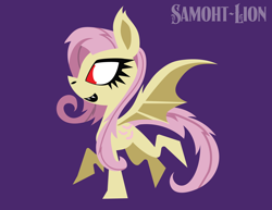 Size: 3300x2550 | Tagged: safe, artist:samoht-lion, character:flutterbat, character:fluttershy, species:bat pony, species:pony, g4, bat ponified, chibi, cute, purple background, race swap, shyabates, shyabetes, simple background, style