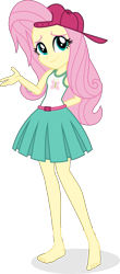 Size: 2631x5973 | Tagged: safe, artist:punzil504, edit, editor:grapefruitface, character:fluttershy, species:eqg human, g4, my little pony:equestria girls, 90s grunge fluttershy, barefoot, barefooting, cap, clothing, feet, female, hat, simple background, sleeveless, solo, transparent background