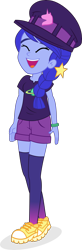Size: 1454x4434 | Tagged: safe, artist:punzil504, species:eqg human, episode:five lines you need to stand in, g4, my little pony: equestria girls, my little pony:equestria girls, spoiler:eqg series (season 2), absurd resolution, clothing, eyes closed, female, hat, open mouth, shirt, shoes, shorts, simple background, socks, solo, space camp (character), stockings, t-shirt, thigh highs, transparent background, wristband