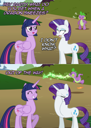 Size: 1280x1786 | Tagged: safe, artist:ladyanidraws, character:rarity, character:spike, character:twilight sparkle, character:twilight sparkle (alicorn), species:alicorn, species:pony, ask pun, g4, 2 panel comic, ask, comic, facehoof, fire, pun