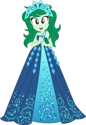 Size: 3484x5077 | Tagged: safe, artist:punzil504, character:wallflower blush, species:eqg human, g4, my little pony:equestria girls, absurd resolution, bare shoulders, clothing, crown, cute, dress, female, flowerbetes, freckles, gown, jewelry, looking at you, open mouth, princess, princess costume, regalia, simple background, sleeveless, solo, strapless, transparent background