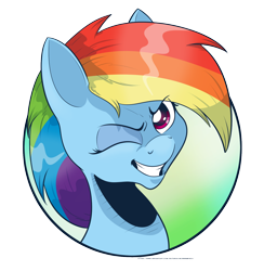 Size: 1456x1490 | Tagged: safe, artist:saturdaymorningproj, character:rainbow dash, g4, bust, eyes closed, looking at you, one eye closed, portrait, simple background, transparent background, wink