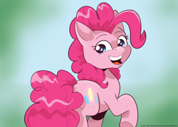 Size: 2452x1753 | Tagged: safe, artist:saturdaymorningproj, character:pinkie pie, species:earth pony, species:pony, g4, female, looking back, mare, open mouth, smiling, solo