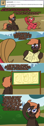 Size: 1076x3006 | Tagged: safe, artist:ladyanidraws, oc, oc only, oc:pun, species:earth pony, species:pony, ask pun, g4, ask, book, female, glasses, horn, male, mare, stallion