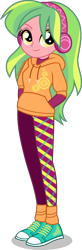 Size: 1474x4500 | Tagged: safe, artist:limedazzle, part of a set, character:lemon zest, species:eqg human, g4, my little pony:equestria girls, absurd resolution, casual, clothing, converse, female, hands in pockets, hoodie, pants, shoes, simple background, smiling, solo, transparent background