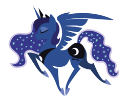 Size: 720x576 | Tagged: safe, artist:samoht-lion, character:princess luna, species:alicorn, species:pony, g4, eyes closed, female, lineless, mare, minimalist, simple background, white background