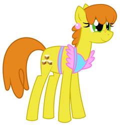 Size: 1600x1666 | Tagged: safe, artist:evilfrenzy, character:carrot cake, species:earth pony, species:pony, apron, clothing, cream cake, ear piercing, earring, female, jewelry, mare, piercing, rule 63, simple background, smiling, solo, white background