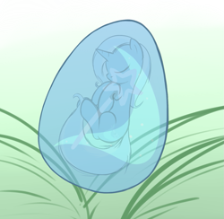 Size: 983x961 | Tagged: safe, artist:theparagon, character:trixie, species:pony, species:unicorn, easter egg, egg, female, grass, sleeping, solo, wat