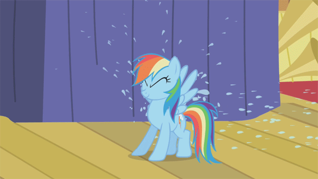 Size: 640x360 | Tagged: safe, artist:kuren247, character:rainbow dash, animated, female, shower, solo, water