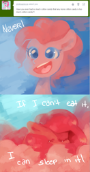 Size: 651x1235 | Tagged: dead source, safe, artist:dhui, character:pinkie pie, cloud, cloudy, cotton candy, cotton candy cloud, food, sleeping, tired pie