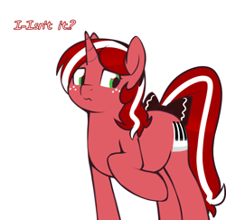 Size: 1062x1032 | Tagged: safe, artist:redintravenous, oc, oc only, oc:red ribbon, swapped cutie marks, tail bow, tumblr