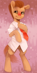 Size: 1394x2715 | Tagged: safe, artist:dhui, oc, oc only, species:pony, bipedal, clothing, necktie, shirt