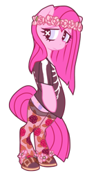 Size: 567x935 | Tagged: safe, artist:mewball, character:pinkamena diane pie, character:pinkie pie, species:pony, bipedal, clothing, fashion, female, pastel goth, soft grunge, solo, stockings, wingding eyes
