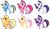 Size: 2010x1170 | Tagged: safe, artist:colossalstinker, character:applejack, character:fluttershy, character:pinkie pie, character:rainbow dash, character:rarity, character:star swirl, character:twilight sparkle, color edit, mane six, palette swap, recolor