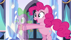 Size: 1280x720 | Tagged: safe, artist:dtkraus, edit, character:pinkie pie, character:spike, ghost, see-through, wat