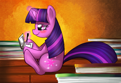 Size: 824x566 | Tagged: safe, artist:mewball, character:twilight sparkle, character:twilight sparkle (unicorn), species:pony, species:unicorn, blushing, book, female, game, glowing horn, magic, mare, sitting, solo, telekinesis