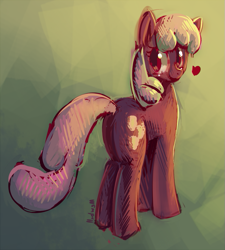 Size: 627x698 | Tagged: safe, artist:mewball, character:cheerilee, species:earth pony, species:pony, g4, abstract background, female, heart, looking back, mare, solo