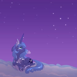 Size: 2150x2150 | Tagged: safe, artist:equestria-prevails, character:princess luna, cold, female, high res, night, prone, s1 luna, sad, snow, solo