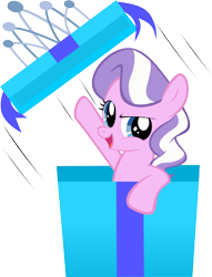 Size: 462x604 | Tagged: safe, artist:magerblutooth, character:diamond tiara, species:pony, box, female, open mouth, present, solo