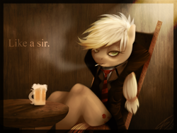 Size: 1600x1200 | Tagged: safe, artist:imalou, character:applejack, species:anthro, cider, cigarette, female, solo