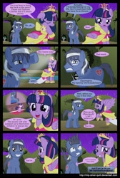 Size: 2000x2978 | Tagged: safe, artist:mlp-silver-quill, character:twilight sparkle, character:twilight sparkle (alicorn), oc, oc:clutterstep, species:alicorn, species:pony, comic:a princess' tears, blushing, comic, crying, female, harsh word impact, labyrinth, mare