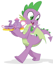 Size: 1563x1900 | Tagged: safe, artist:equestria-prevails, edit, editor:tokoshoran, character:spike, species:dragon, cropped, cup, hilarious in hindsight, male, older, simple background, solo, tea, tea set, teacup, teapot, teenage spike, transparent background, tray, winged spike, wings